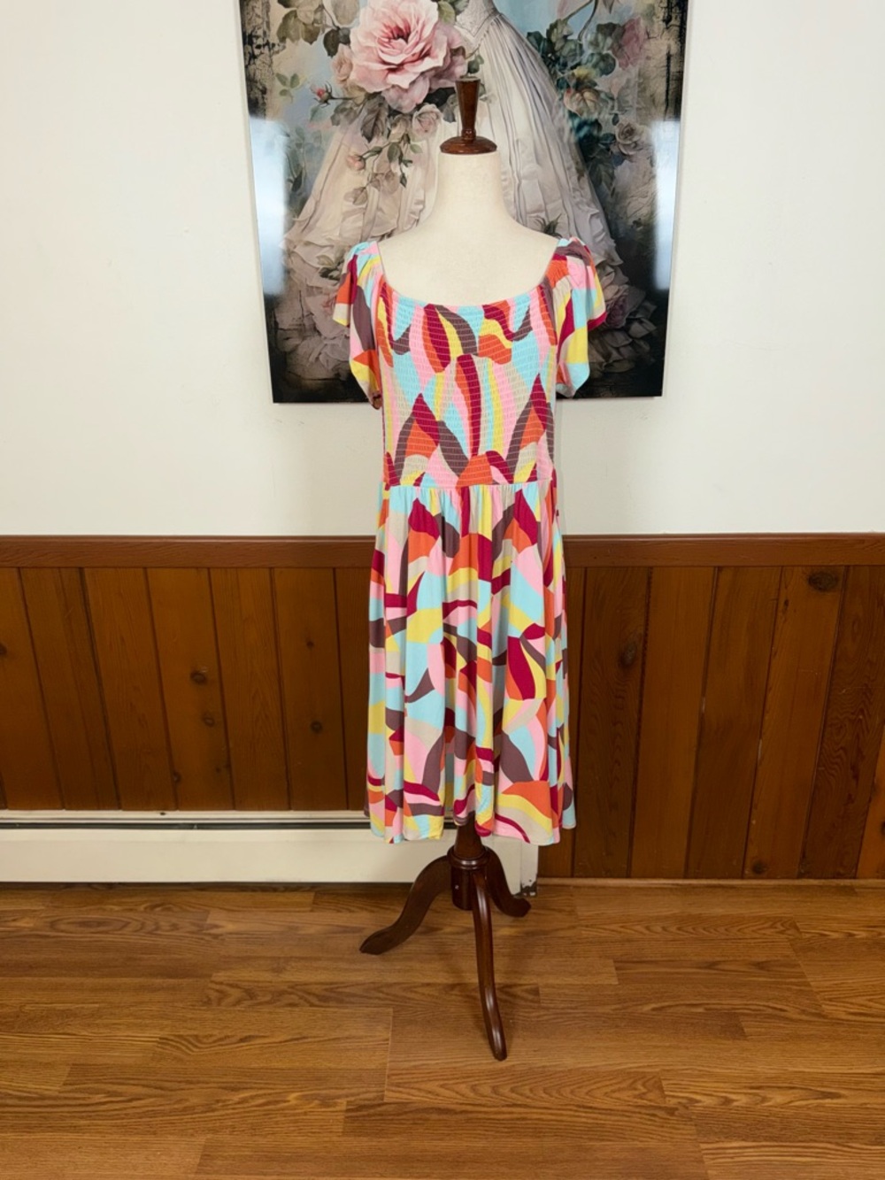 Adorable Torrid Colorful Abstract Print Short Sleeve Dress - Picture 2 of 6
